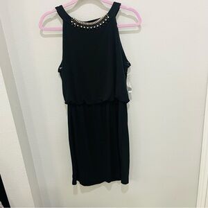 NWT AA Studio Black Dress With Rhinestone Accents At Neck Womens Size 10P